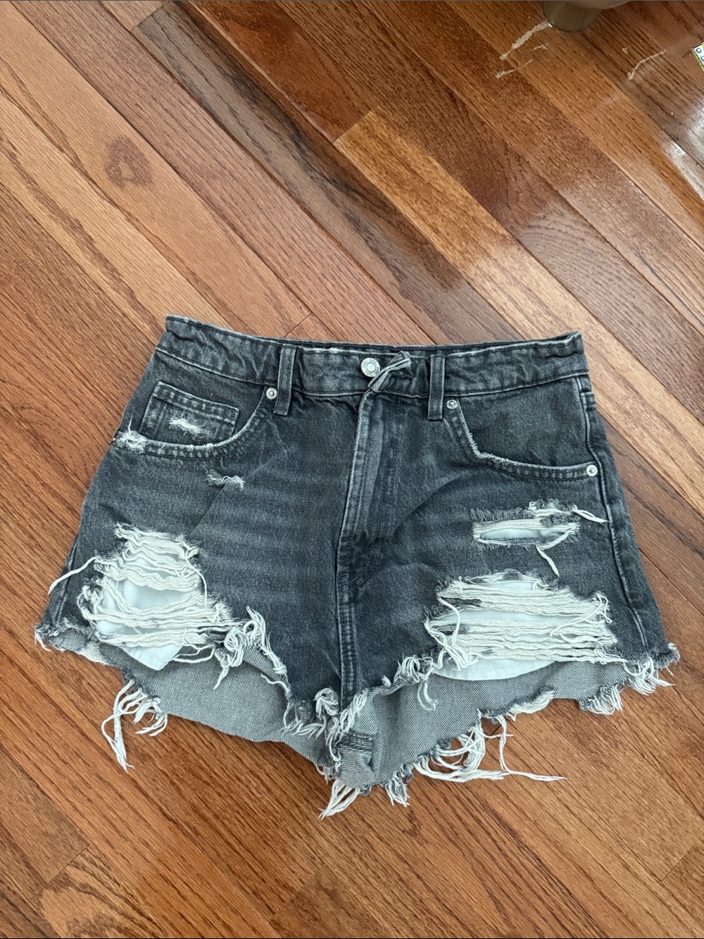 Zara Black Distressed Cutoff Denim Shorts